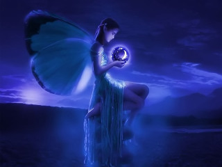 Fairy holding crystal ball purple - fantasy magic free wallpaper