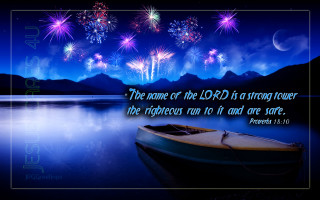 Boat lake fireworks bible quote - radiant free wallpaper