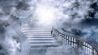 Stairway clouds stars light sky - a stairway free wallpaper