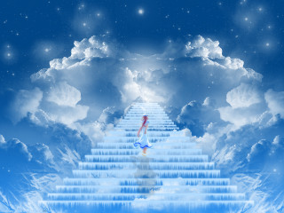 Stairway to the sky clouds 2 - a stairway free wallpaper