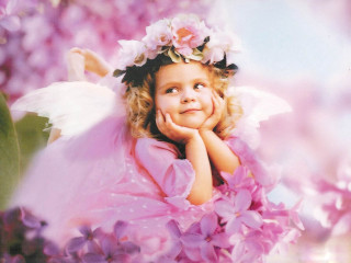 Little girl pink flowers wreath - anne geddes free wallpaper
