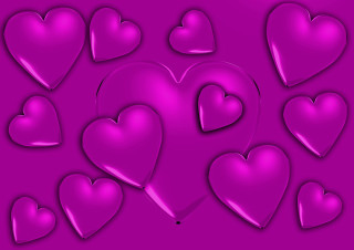 Pink hearts purple background black - a black border free wallpaper