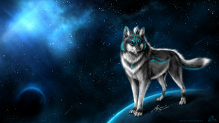 Wolf standing blue planet sky - caspar wolf free wallpaper
