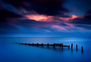 Pier dusk ocean clouds birds - the dock free wallpaper