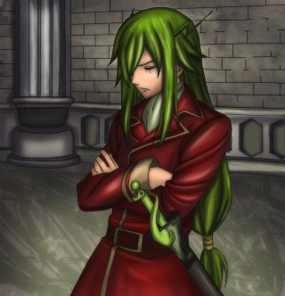 Green hair red coat snake - a green snake free wallpaper