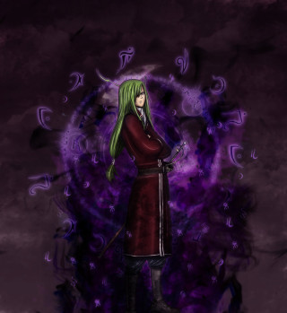 Woman green hair purple background - a purple background free wallpaper