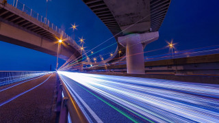 Highway night long exposure bridge - night free wallpaper