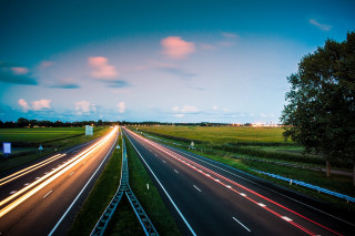 Highway night trees blue sky - cinematic photography free wallpaper