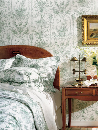 Bedroom bed table flowers painting - a bedroom free wallpaper