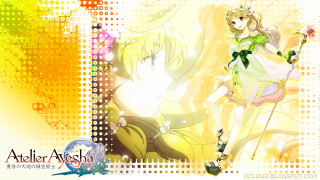 Anime couple yellow background white - net art free wallpaper