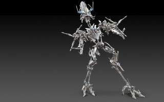 Robot standing gray surface gun - 3 d model free wallpaper