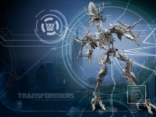 Futuristic robot blue background white - a logo free wallpaper