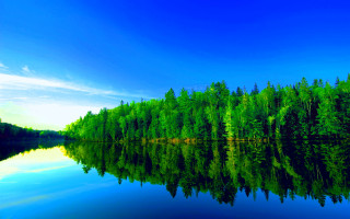 Lake trees blue sky clouds 7 - bob ross free wallpaper