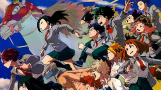 Anime characters group sky background 4 - a group together free wallpaper