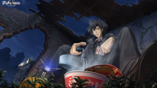 Man chair bucket food cat - ufotable free wallpaper
