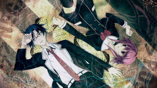 Anime characters crosswalk hands on - their ear free wallpaper