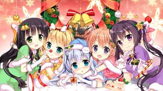 Girls sitting table christmas decorations - christmas decoration free wallpaper