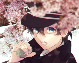 Man hat coat flower bloom - aguri uchida free wallpaper