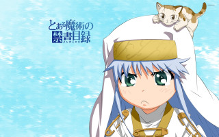 Cat on head cartoon woman - anime visual free wallpaper