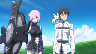 Anime couple field cat dog - ufotable free wallpaper