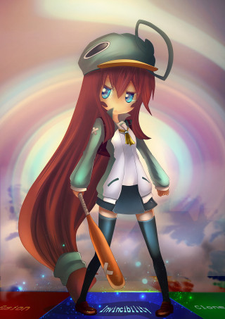 Cartoon girl hat umbrella platform - 2 d game art free wallpaper