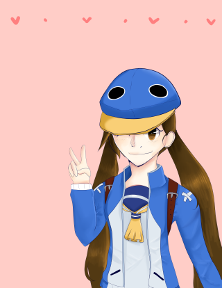 Girl blue hat jacket peace - a girl free wallpaper