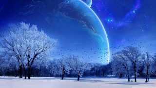 Blue planet stars birds snowy - a blue planet free wallpaper