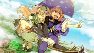 Anime characters hugging umbrella sky - cloud behind them free wallpaper
