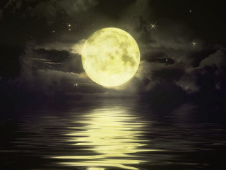 Full moon lake reflection night 4 - the water of a lake free wallpaper
