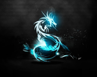 Blue dragon black background light - dragon art free wallpaper