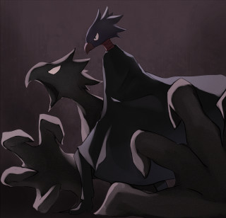 Cartoon black bird red beak - a rock free wallpaper