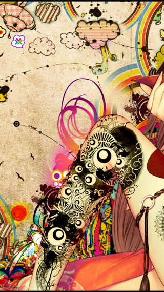 Woman tattoo cellphone ear - anime art free wallpaper