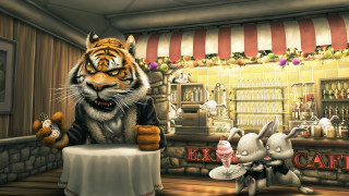 Tiger rabbits room sign storefront - furry art free wallpaper