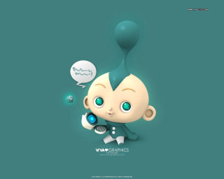 Cartoon character cell phone balloon - a thought bubble above free wallpaper
