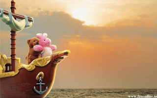 Teddy bear boat ocean pink - anne geddes free wallpaper