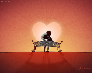 Person bench heart red love - a red background free wallpaper for desktop