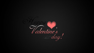 Black background red heart happy - romantic free wallpaper