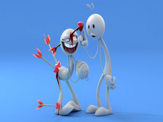 Two white cartoon characters red - a red flower free wallpaper