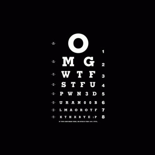 Eye chart black background white - banksy free wallpaper