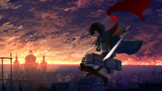 Flying person sword city red - a sword free wallpaper