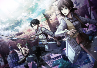 Anime characters walking city sword - the city free wallpaper