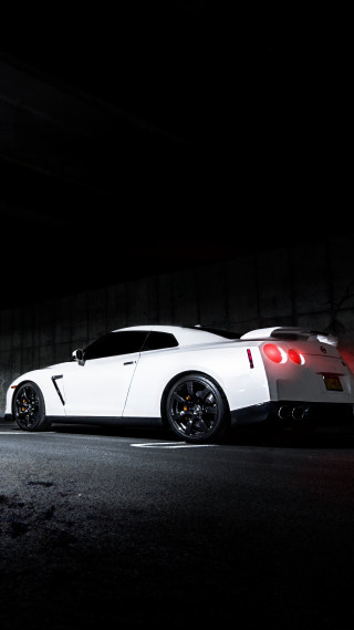 White sports car dark tunnel 2 - dark free wallpaper