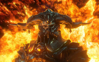 Demonic creature motorcycle fire background - unreal engine 5 free wallpaper