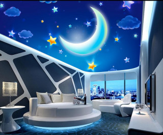 Moon stars room couch table - a large moon free wallpaper