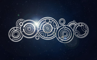 Blue background white swirl star - dave kendall free wallpaper