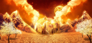 Surreal man landscape mountains trees - huge free wallpaper