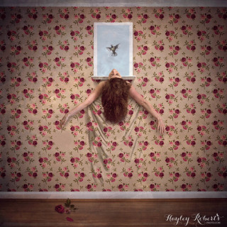 Woman standing wall painting head - surreal photography free wallpaper