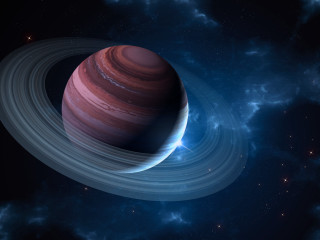 Saturn rings stars blue clouds - ring free wallpaper