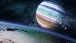 Colorful planet clouds starry sky - star citizen halo free wallpaper
