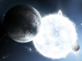 Planets stars bright light sky 3 - a group of planets free wallpaper